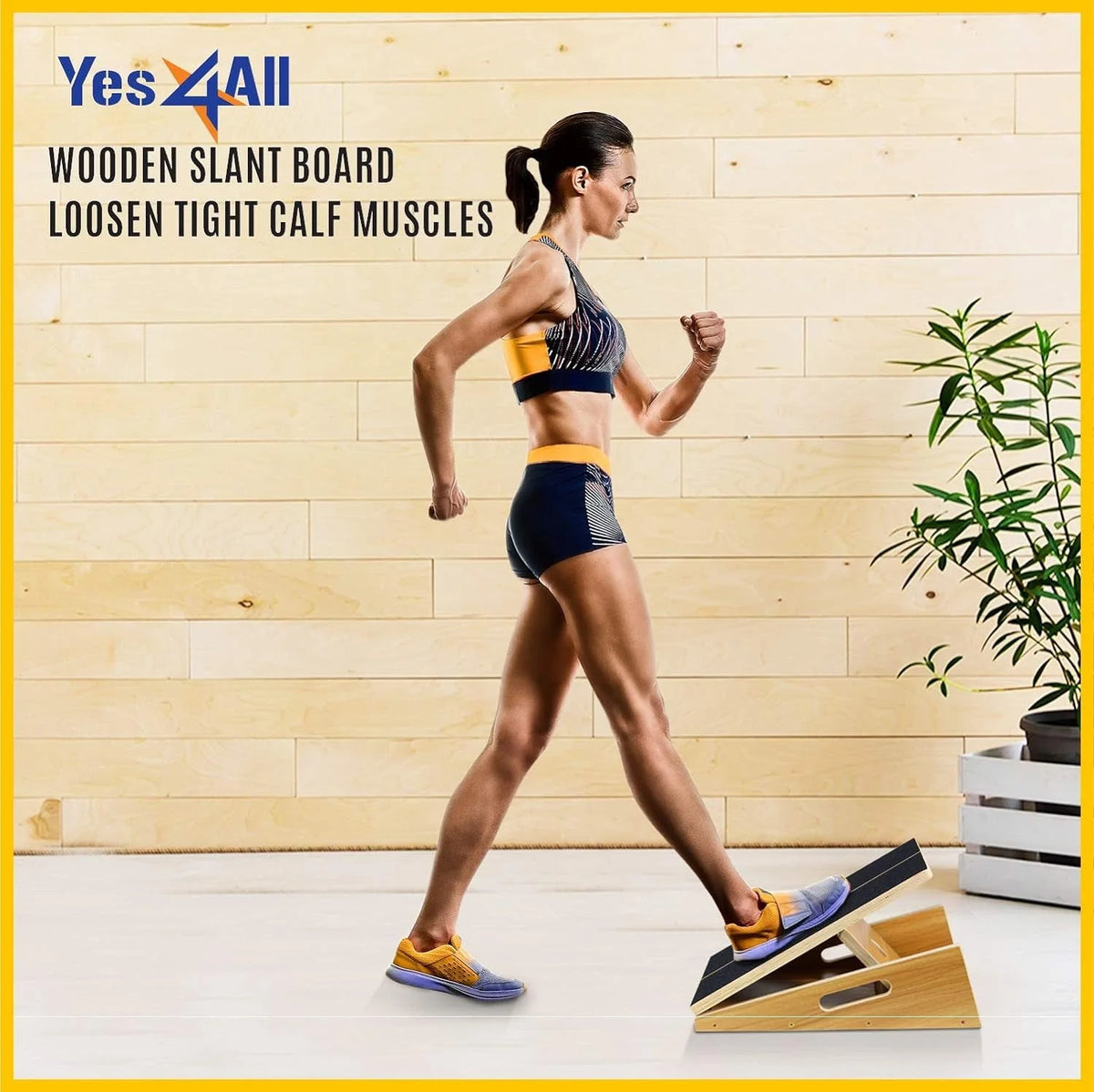 Yes4All Professional Wooden Slant Board, Adjustable Incline Board with Anti-Slip Surface for Calf Stretching - Extra Side-Handle Design for Portability (Full Coverage)