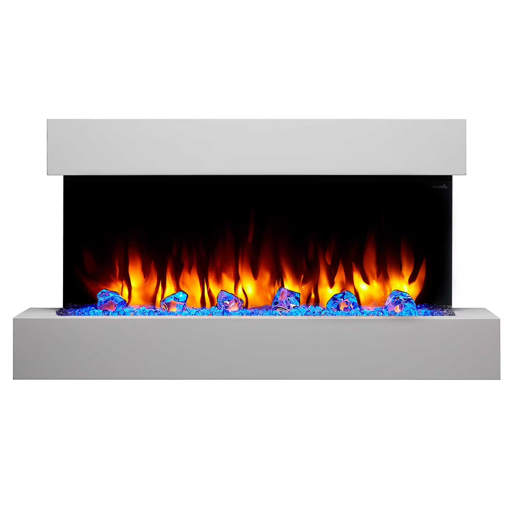 SimpliFire Format 10"D x 60"W x 23"H Floating Mantel Electric Fireplace - White