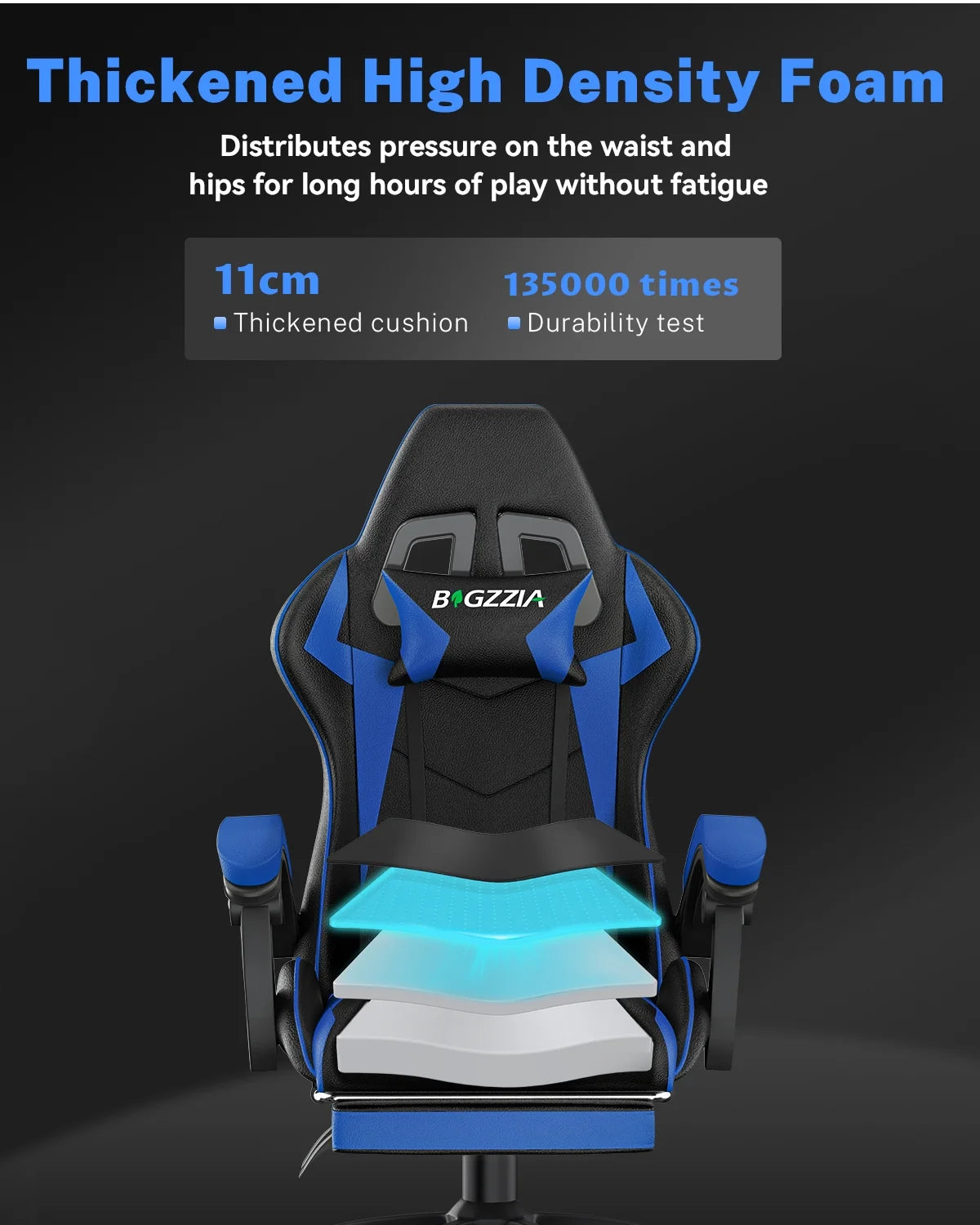 Bigzzia Gaming Chair with Footrest, Gaming Chair for Adult with Headrest and Lumbar Support,Red