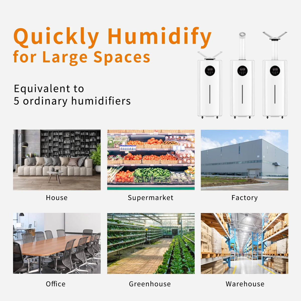 Humidifiers for Large Room Whole House Humidifier for Home 2000 Sq.ft, 5.5Gal Cool Mist Top Fill Floor 21L 2000ML/H Dual 360�� Nozzles 3 Speed