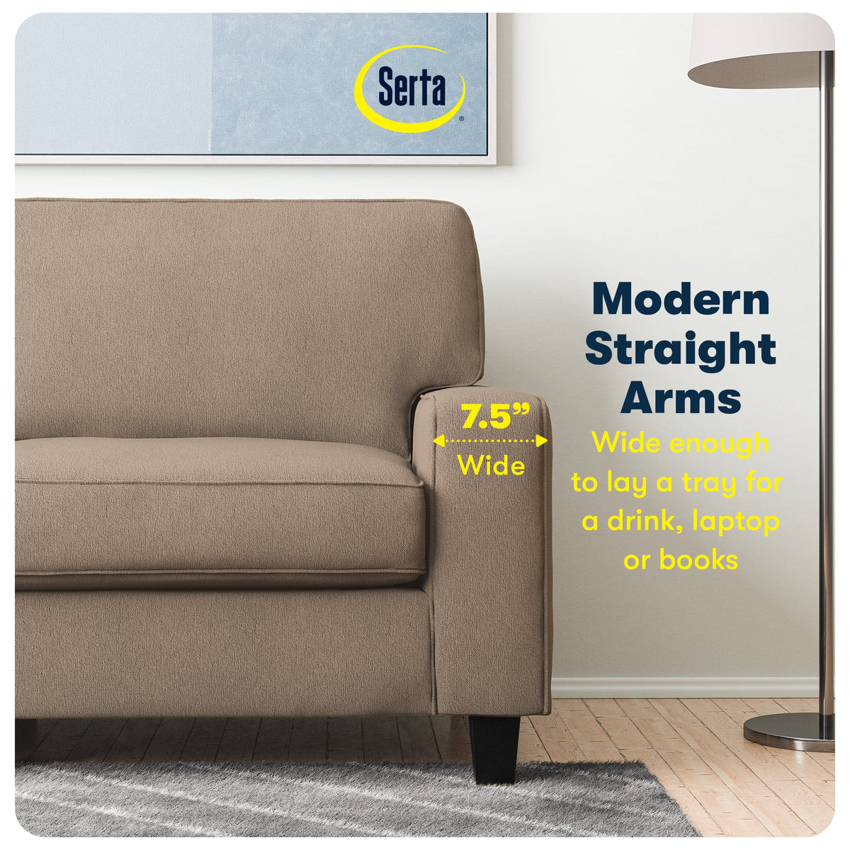 Serta Palisades 61" Track Arm Sofa Loveseat with Removable Covers Beige
