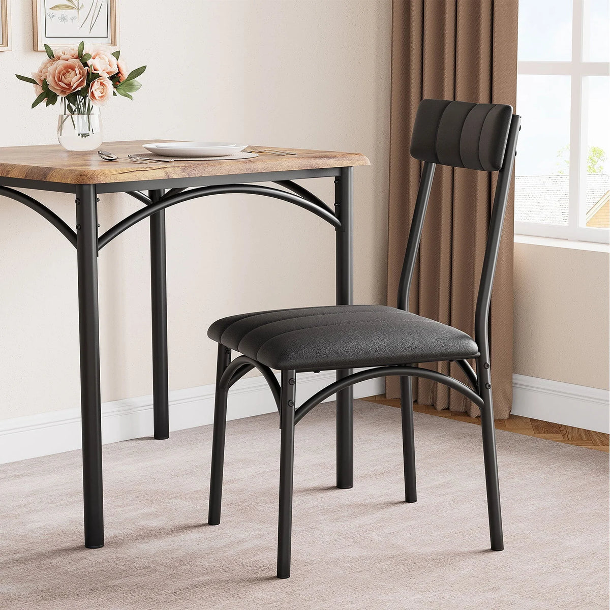 HOSSLLY 3-Piece Dining Table Sets with 2 Upholstered Chairs for Home Kitchen Small Space, Rustic Brown