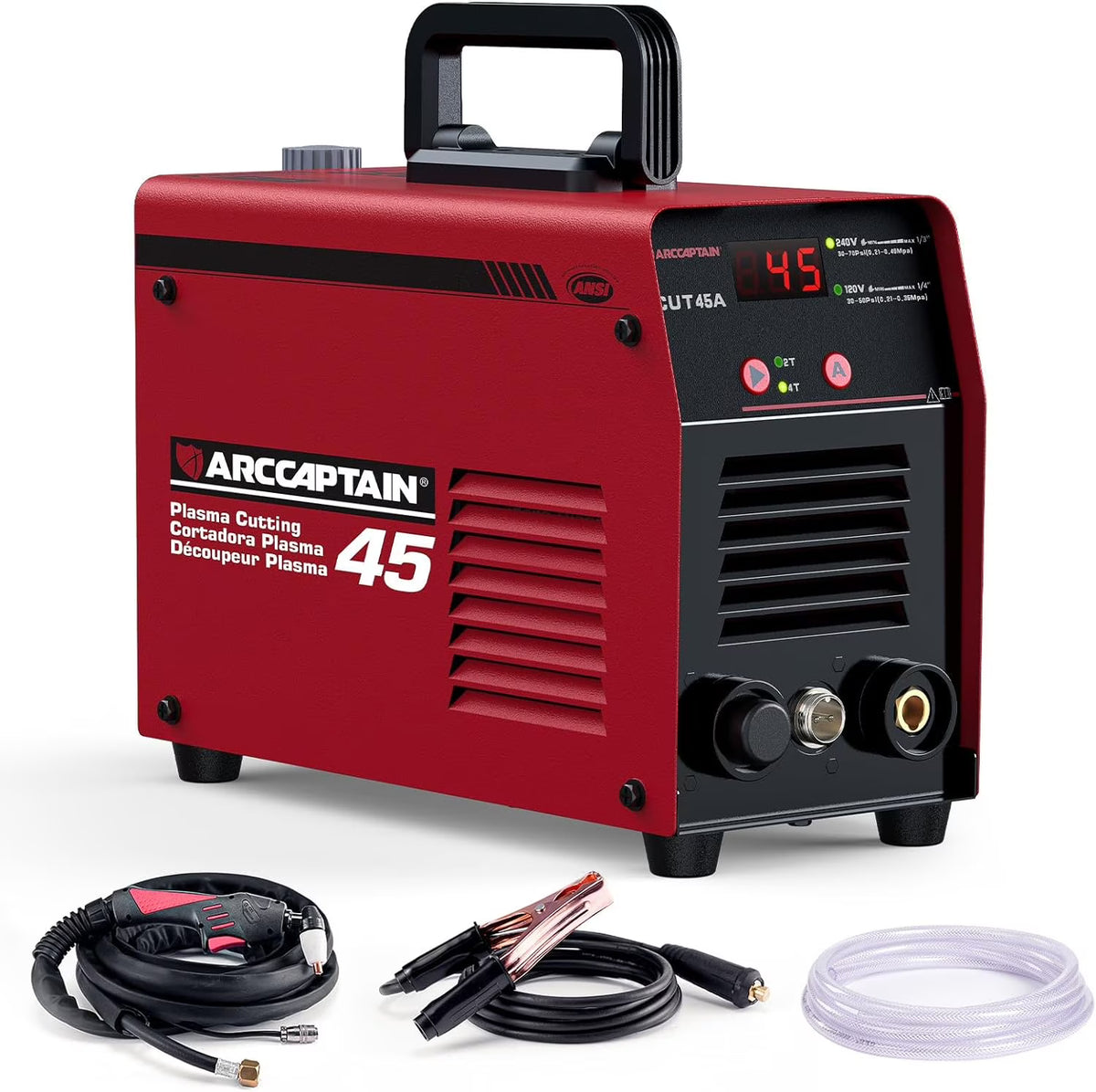 ARCCAPTAIN Plasma Cutter, 45Amp Cutter Machine, 110V/220V Dual Voltage Digital Display IGBT Inverter Plasma Cutting Machine with 2T/4T Function