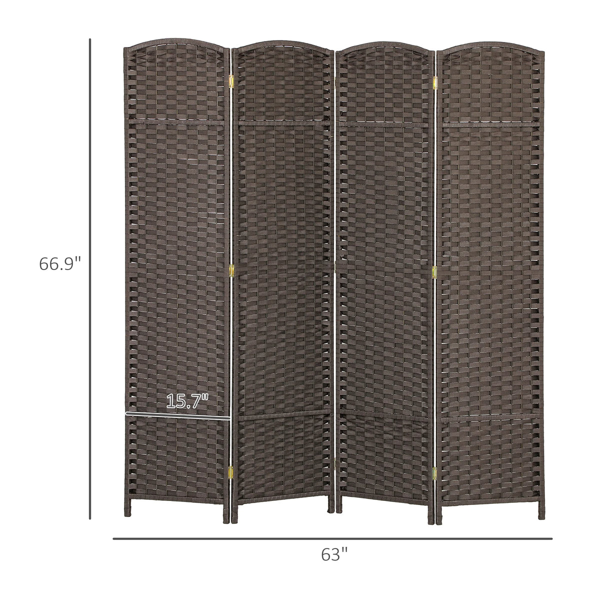 HOMCOM Room Divider, 4 Panel Folding Privacy Screen, 5.6' Tall Freestanding Partition for Home Office, Bedroom, Brown