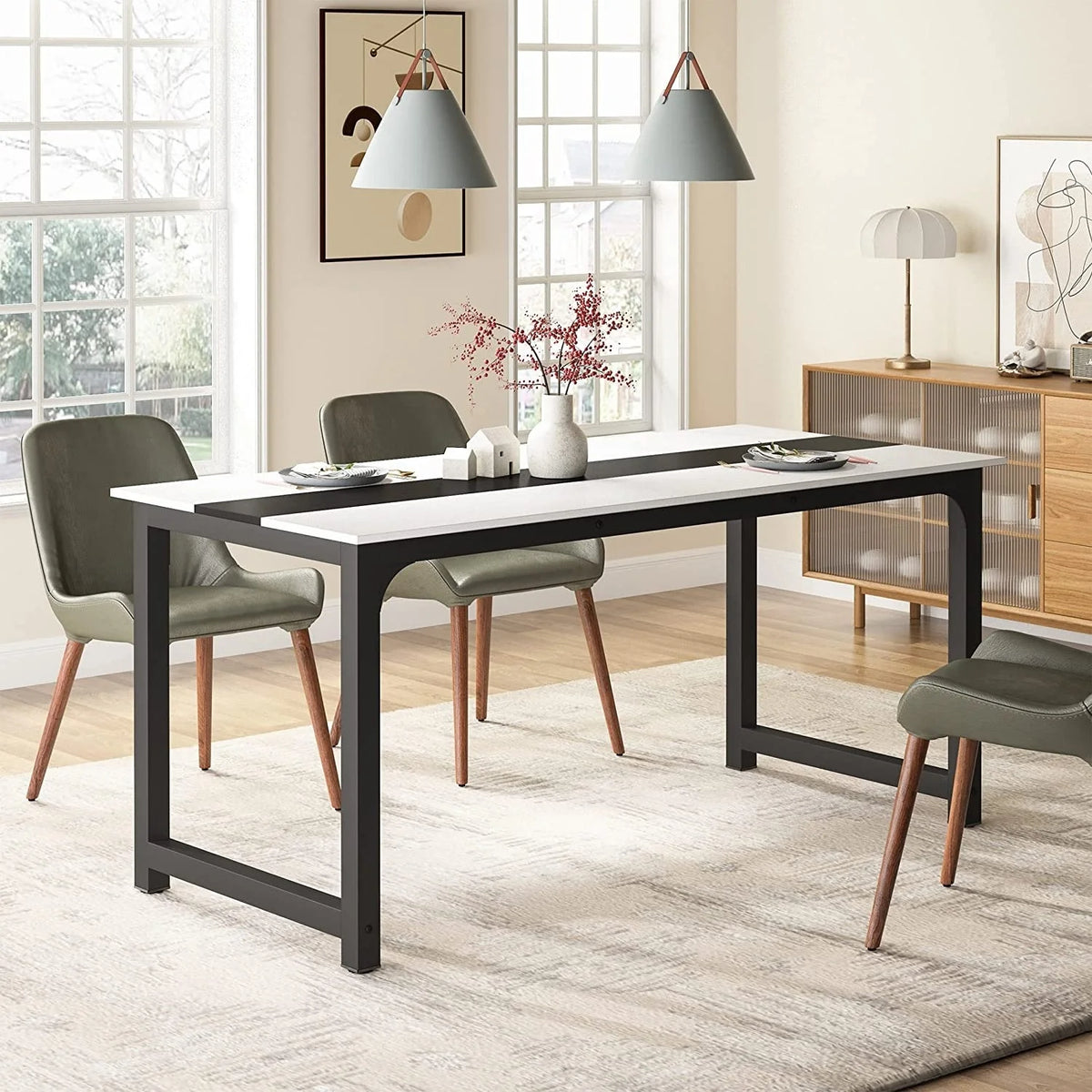 Large Simple Computer Desk Office Computer Table Writing Table for Home Office 63" L x 31.5" W x 29.5" H - Off White