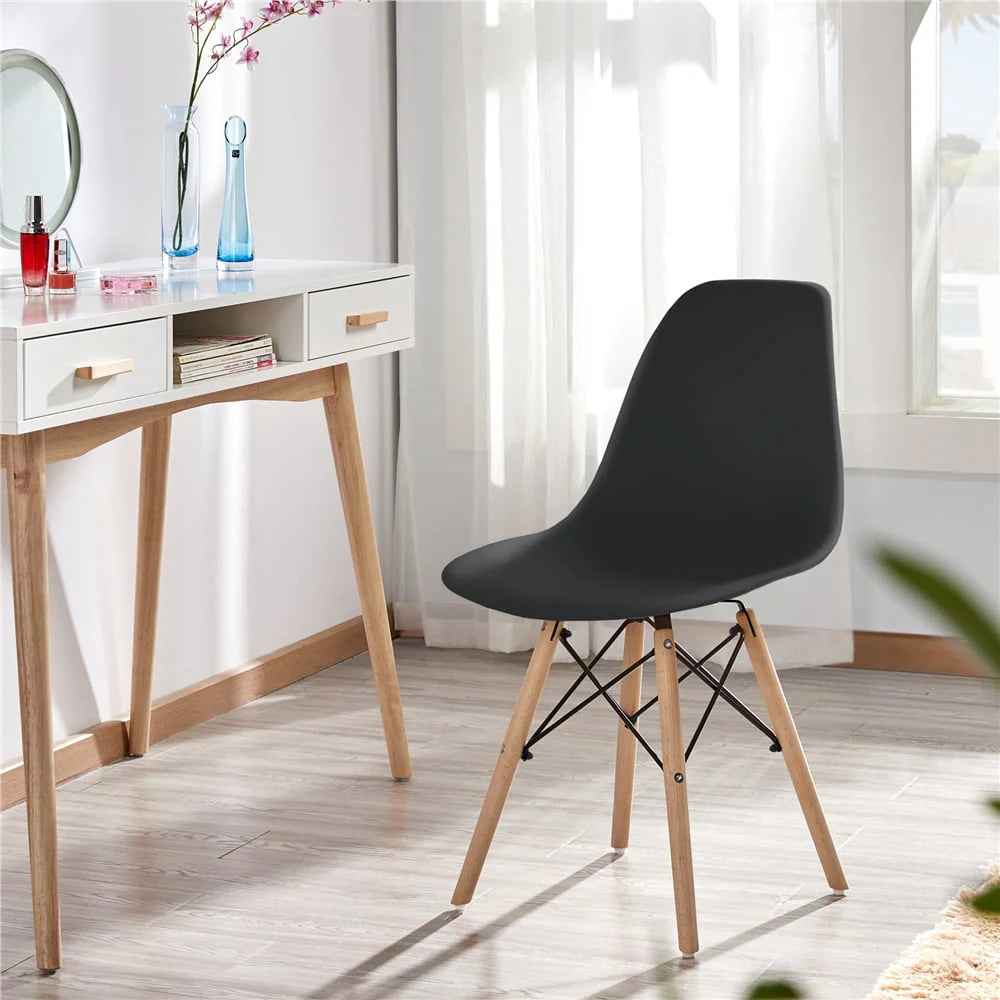 Topeakmart Set of 4 Modern Style Dining Chairs for Kitchen Dining Room, Black