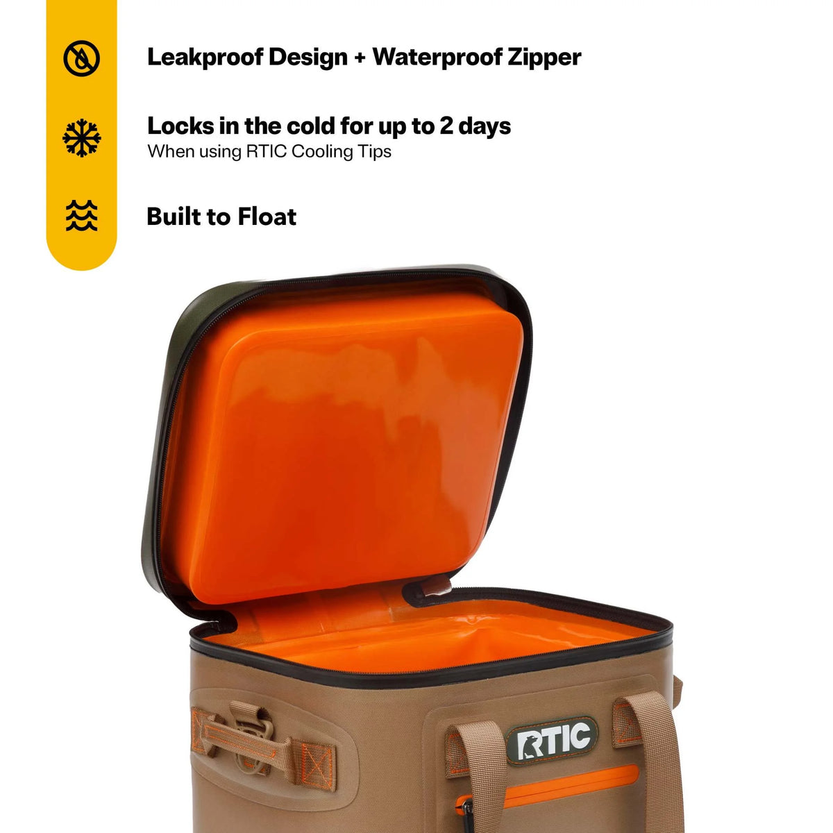 RTIC 12 Can Ultra-Tough Soft Cooler, 10 Qt, Leakproof, Waterproof Zipper,  Black