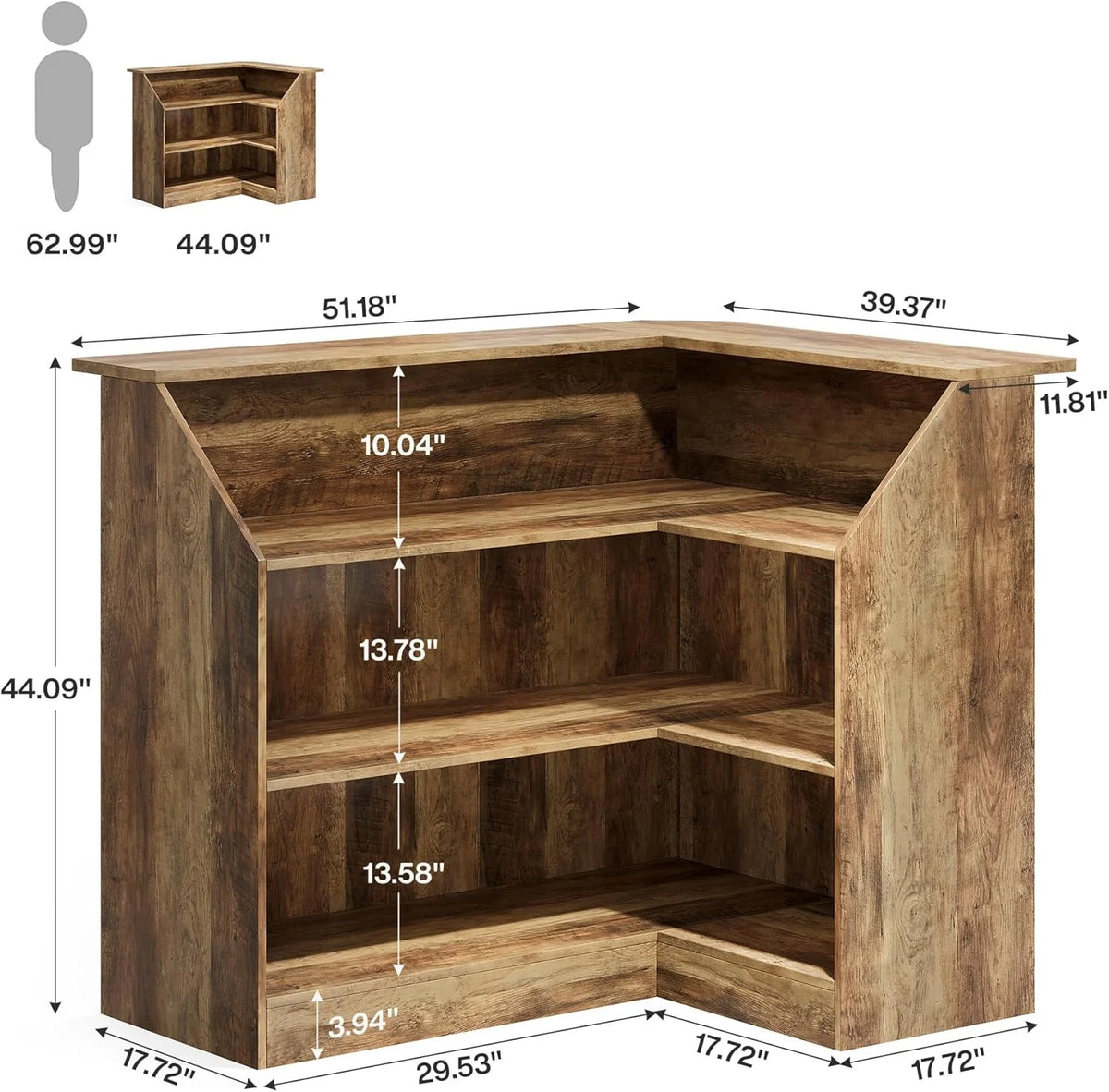 Tribesigns Bar Cabinet, L-Shaped Home Bar Table with Stemware Racks