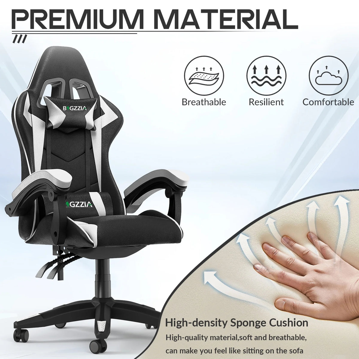 Bigzzia Gaming Chair with Footrest, Gaming Chair for Adult with Headrest and Lumbar Support,Red