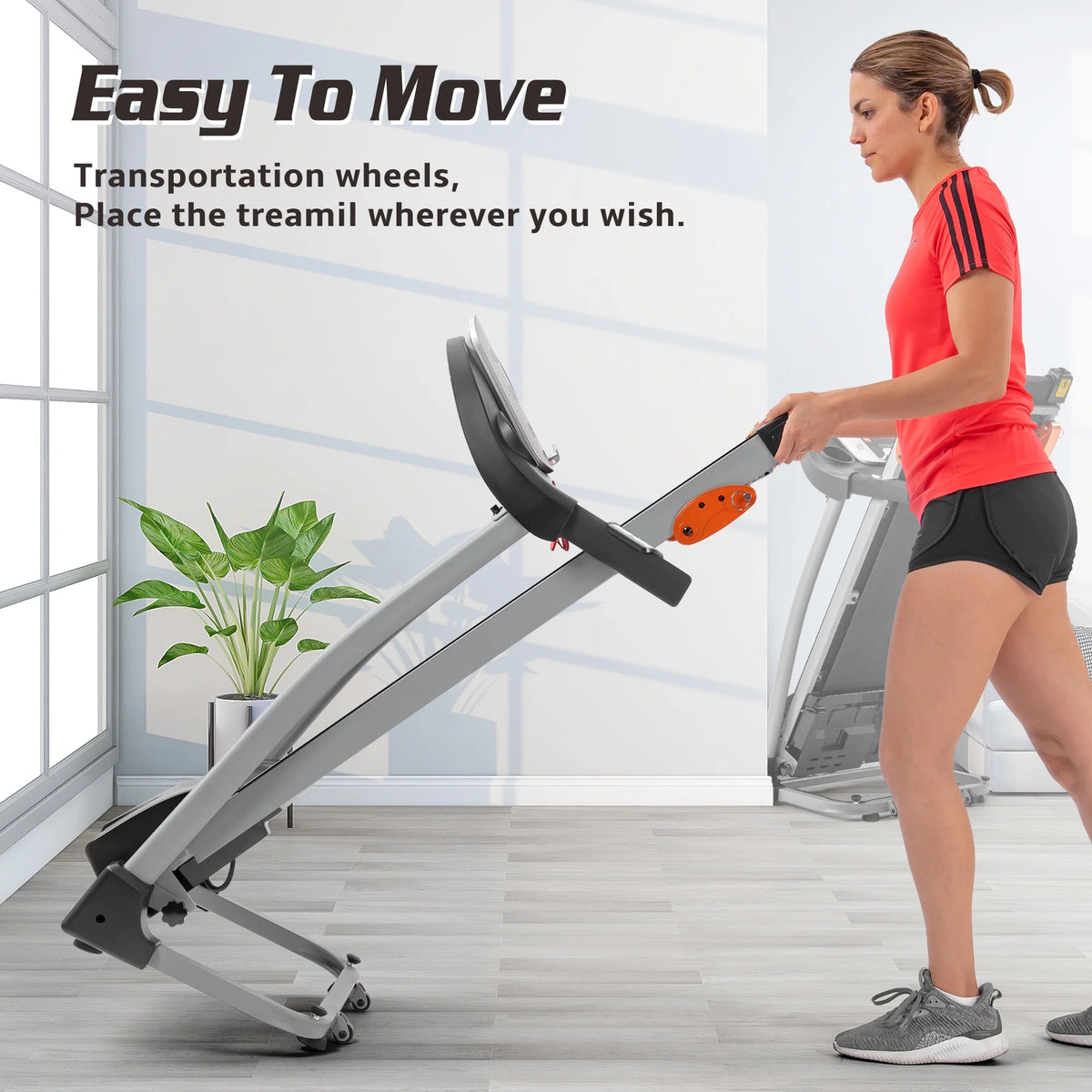 EUROCO Folding Treadmill with 7.5mph Speed, Portable Running Walking Compact Exercise Machine with 12 Preset Program, 3-Level Incline ,  Device Holder and Pulse Sensor for Home