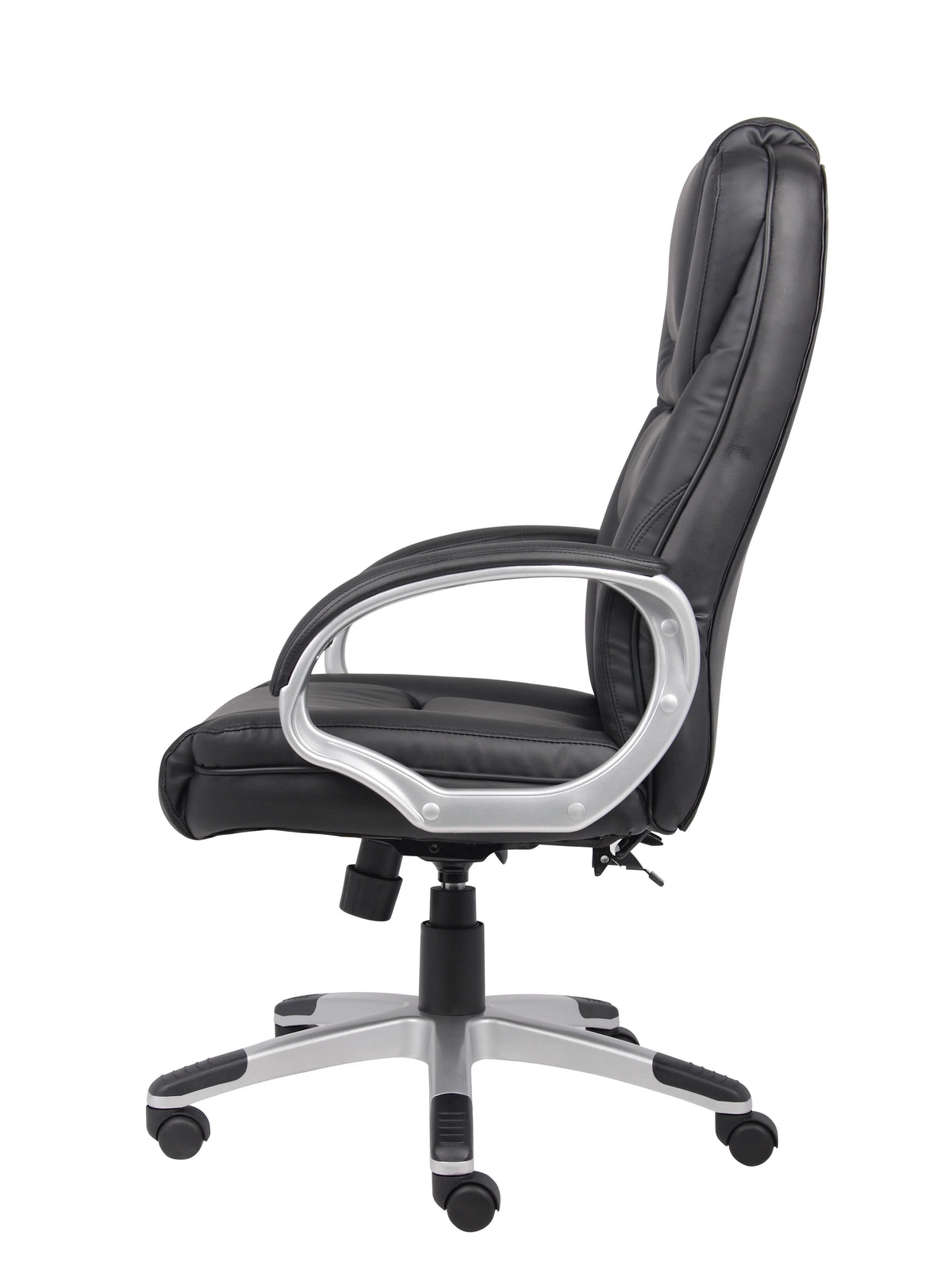 Boss Office Products LeatherPlus Executive Chair with Casters, Black