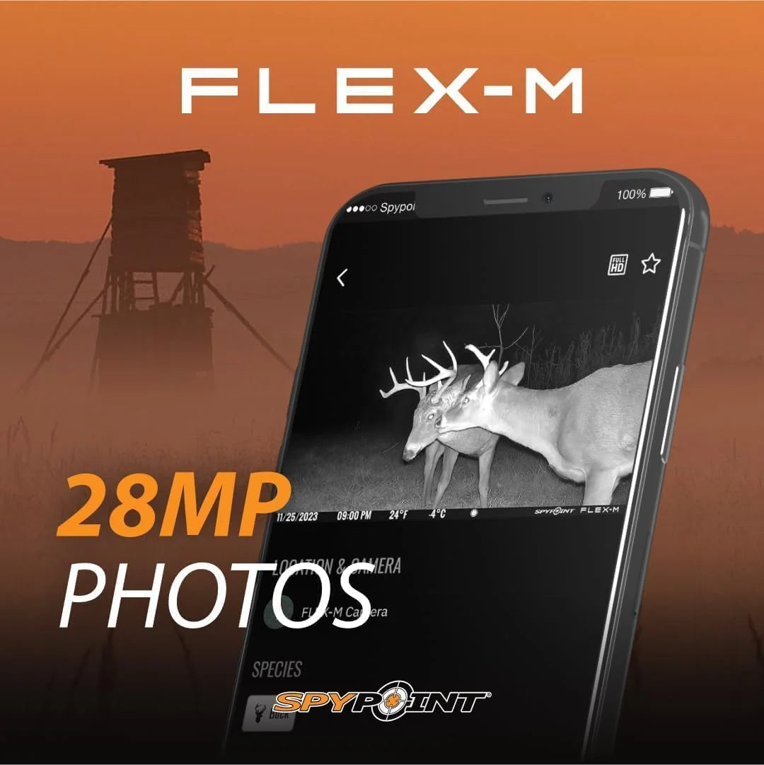 SPYPOINT Flex-m Twin Pack Cellular Trail Camera �C Hunting Trail Monitor with GPS, Night Vision, Dual-Sim LTE, IP65 Water-Resistant