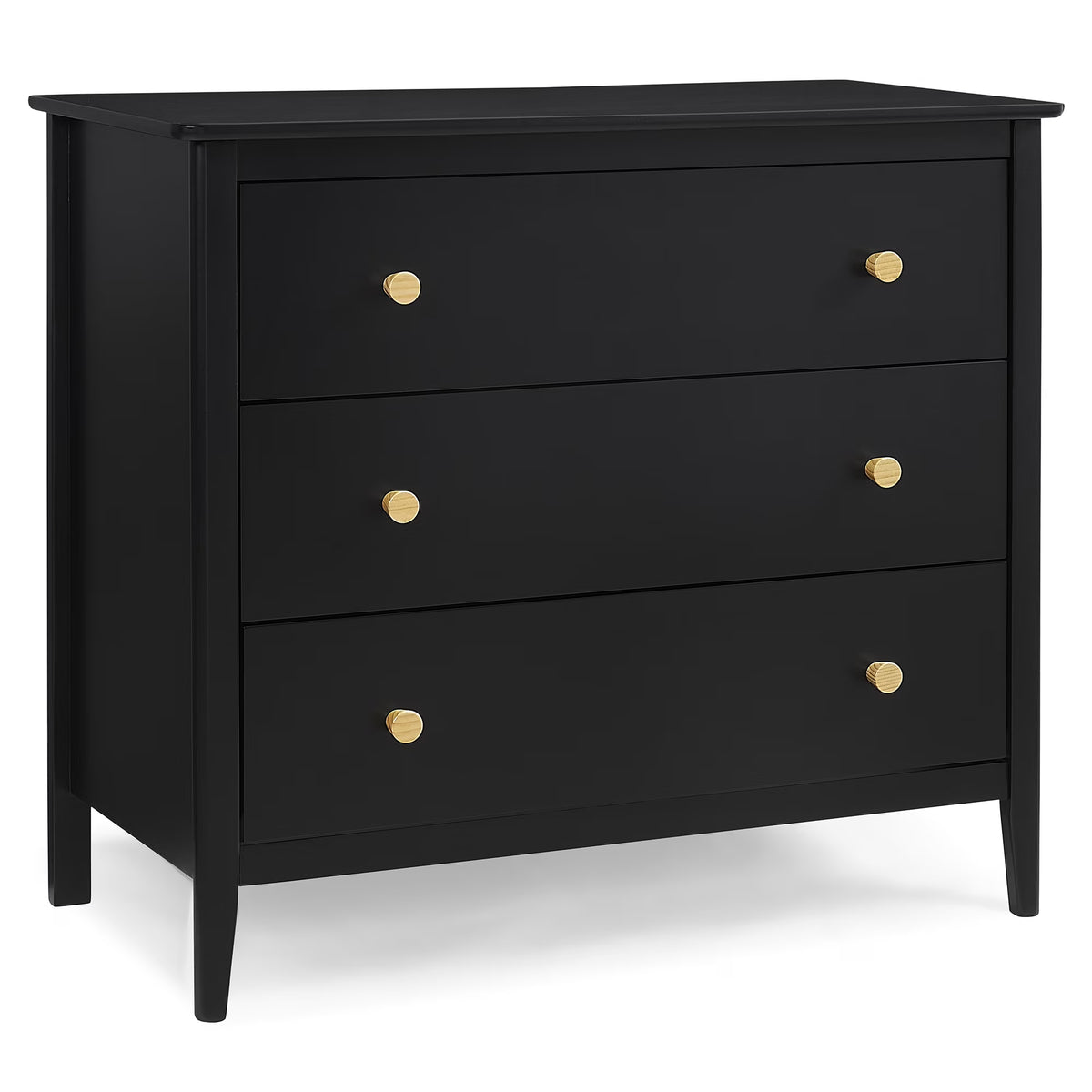 Delta Children Casey 3 Drawer Dresser with Interlocking Drawers, Black Ebony/Natural