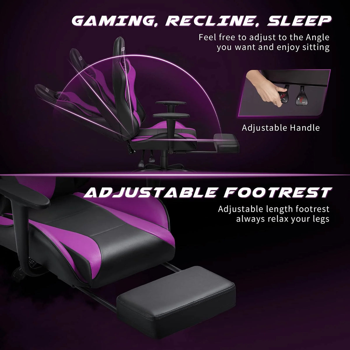 Lacoo High Back Gaming Chair Ergonomic Gaming Computer Chair,Black