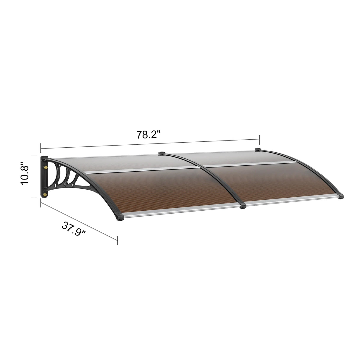 BENTISM Window Door Awning Canopy UV Rain Cover 38" x 78" PC Sheet Brown
