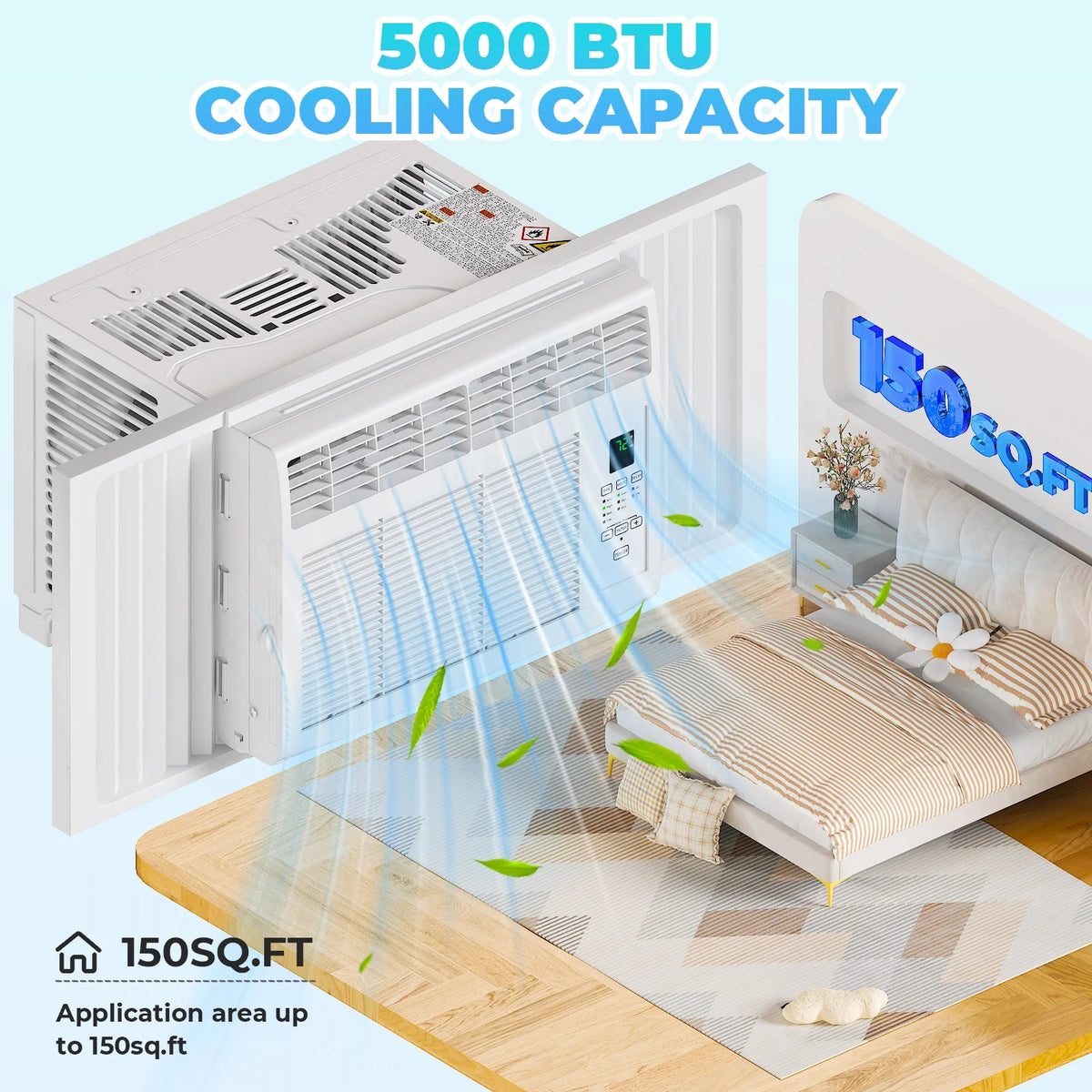 Zimtown 6000BTU Window Air Conditioner With Remote Control, White