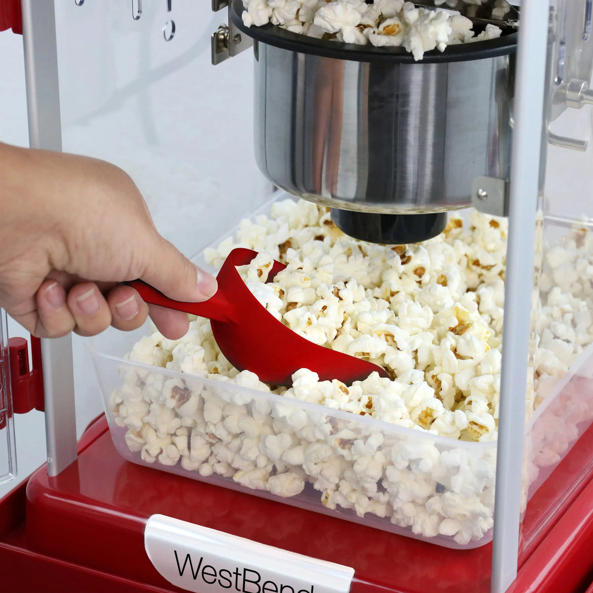 West Bend Popcorn Machine and Cart, 10-Cup Capacity, in Red (PCMC20RD13), 14.35 lb., New