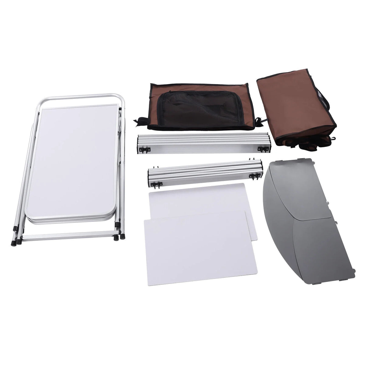 Camping Table with Storage Organizer and Windscreen Portable Outdoor Cooking Table Foldable Camp Table Camping Kitchen Station with 2 Side Tables for BBQ Grill Picnics
