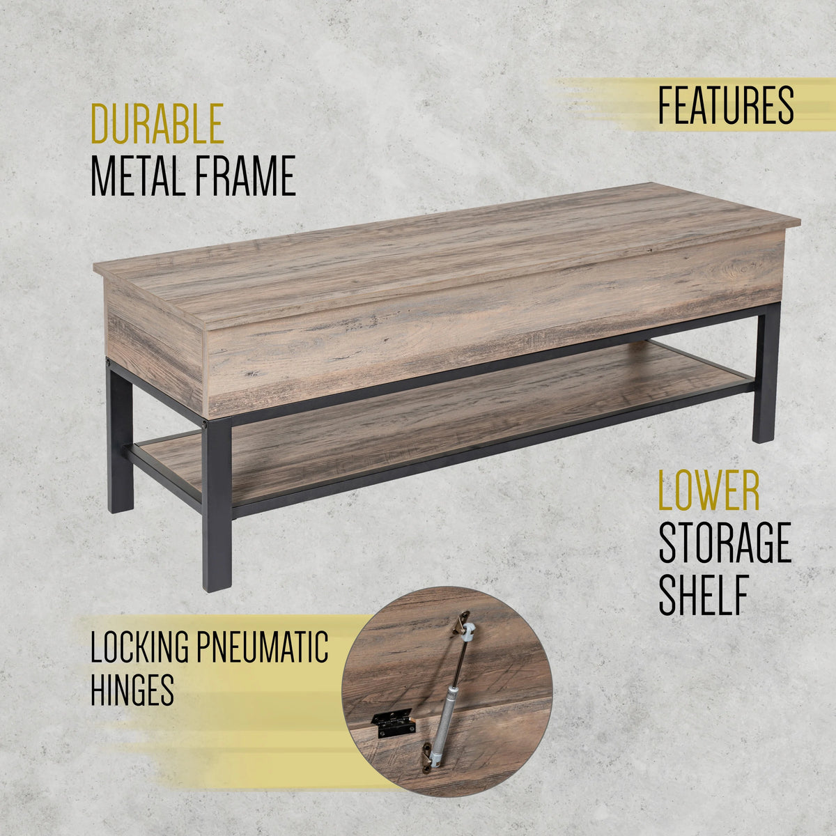 HBCY Creations Farmhouse Entryway Bench, Rustic Oak
