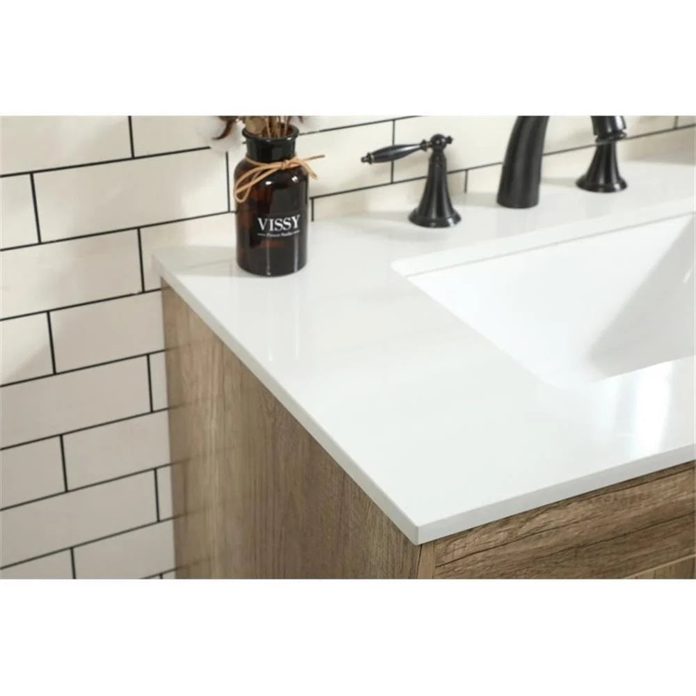 Elegant Decor Eugene 30" Aluminum MDF Single Bathroom Vanity in Mango Wood
