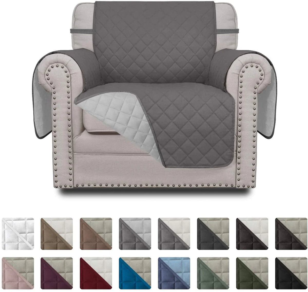 Easy-Going Reversible Sofa Slipcover Water Resistant Couch Cover, Chair Size, Gray/Light Gray