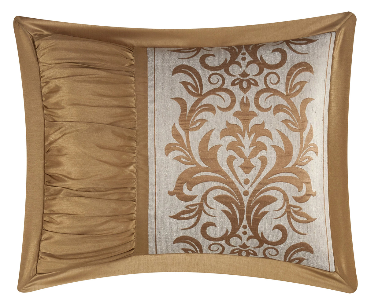 Lanco Taupe Damask Patchwork Queen Size Comforter Set, 7 Piece, Chain Stitching Embroidery Ultra Soft, Premium Microfiber, All Season