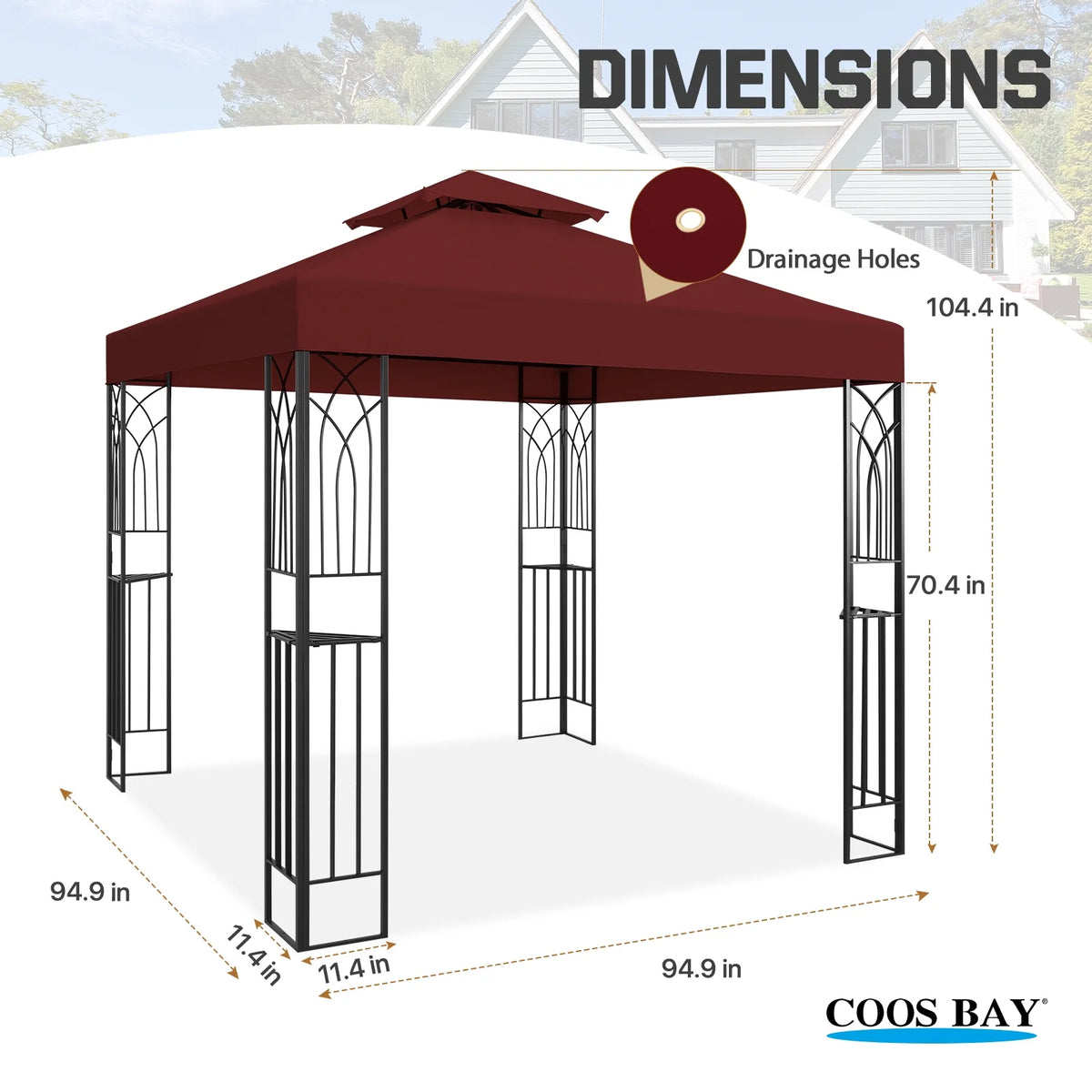 COOS BAY 8x8 Outdoor Patio Gazebo with Corner Shelves, Two-Tier Soft Top Canopy for Backyard, Lawn, Deck and Garden, Gray