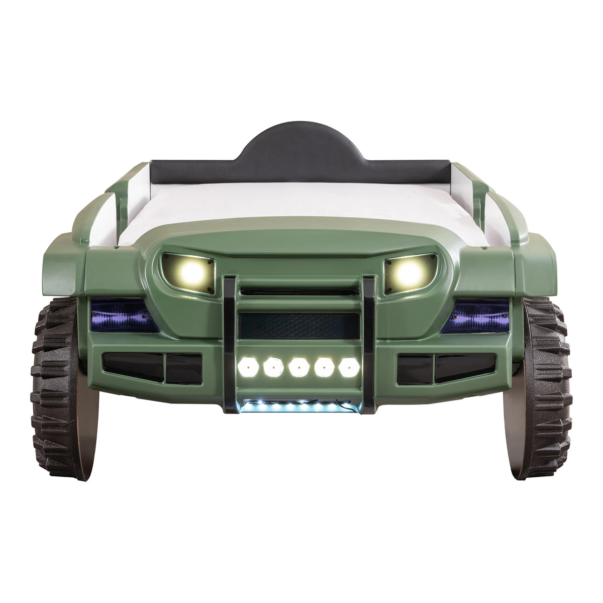 Furniture of America Terra Kids Plastic Twin SUV Bed with LED and Sound, Black