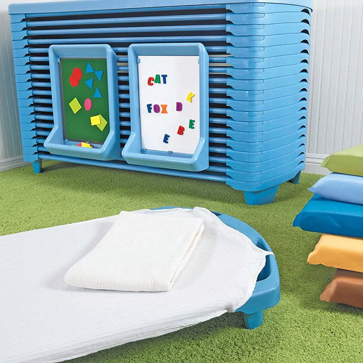 Angeles SpaceLine Toddler Nap Cots For Kids, Wedgewood Blue (4 Pack)