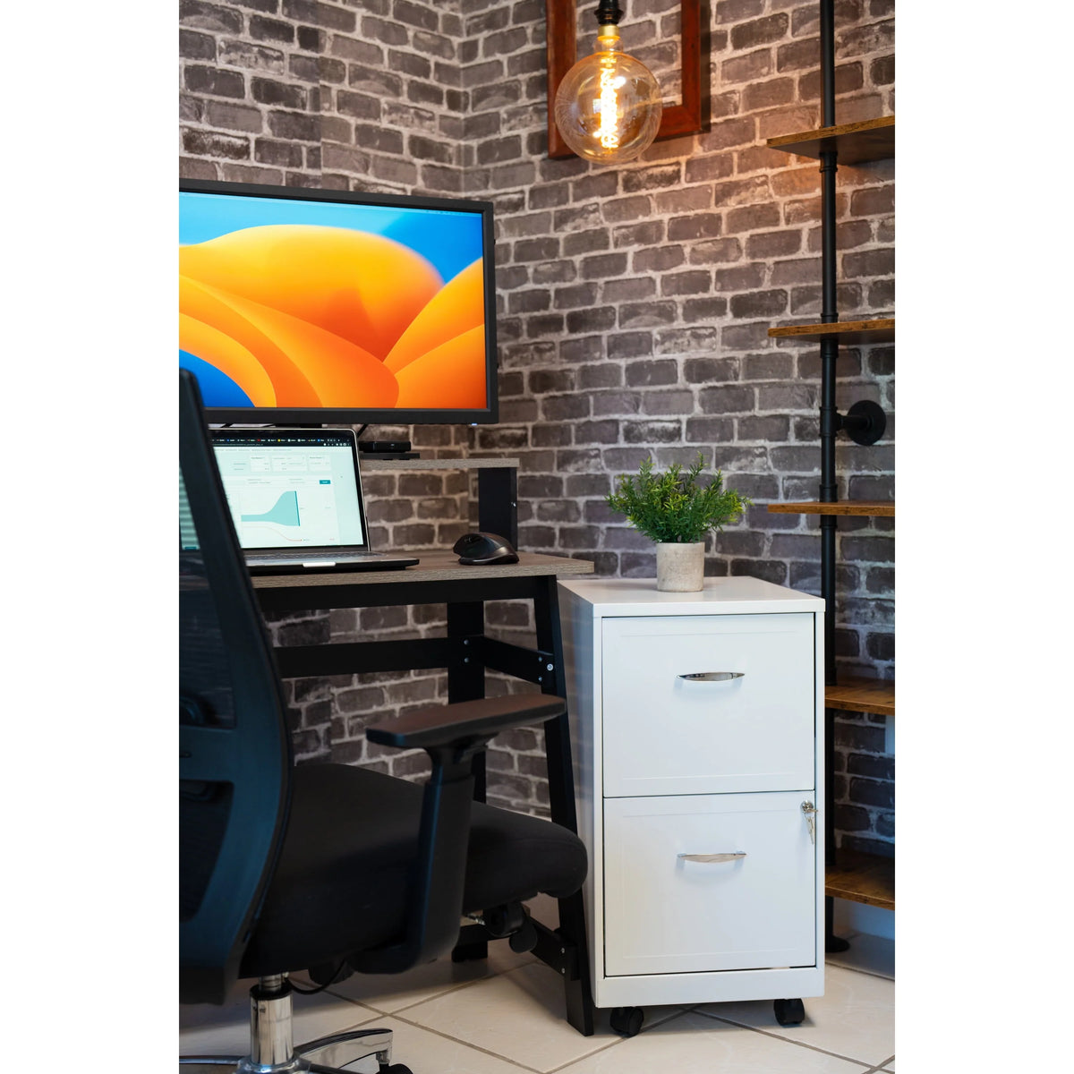 Space Solutions 18" Deep 2 Drawer Mobile Letter Width Vertical File Cabinet, White