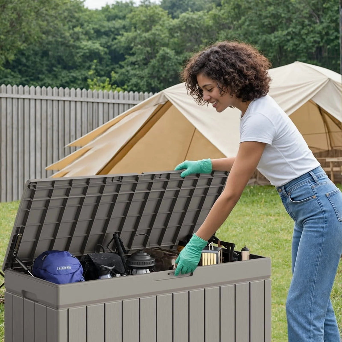 Homall 82 Gallon Outdoor Storage in Resin Deck Box 45.66in Width Lockable Deck Box, Black