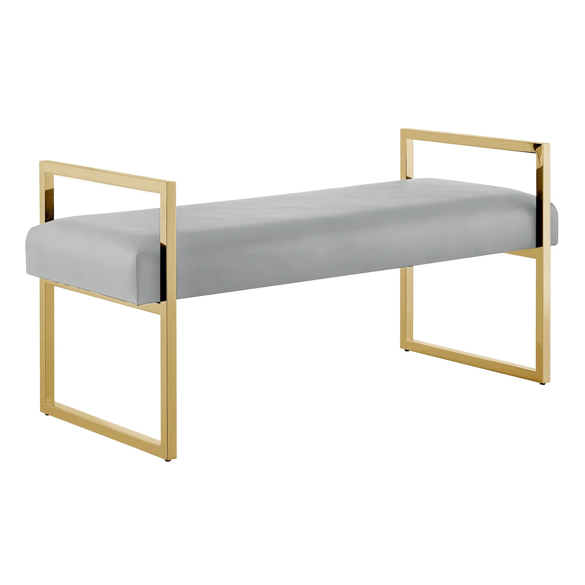 Madisen Velvet Bench with Gold Frame, Navy