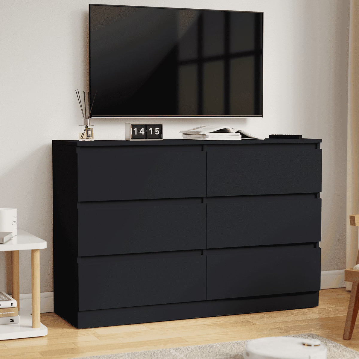 Hommpa White 6 Drawers Dresser for Bedroom, Chest of Drawers TV Stand Dresser for Closet, Wooden Modern Storage Cabinet for Women Living Room Furniture
