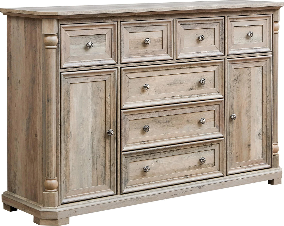 Brafabhome Rattan 6 Drawers Dresser for Bedroom, Vintage Boho Double Dresser Wicker Chest with Wooden Legs for Living Room Hallway| Mint