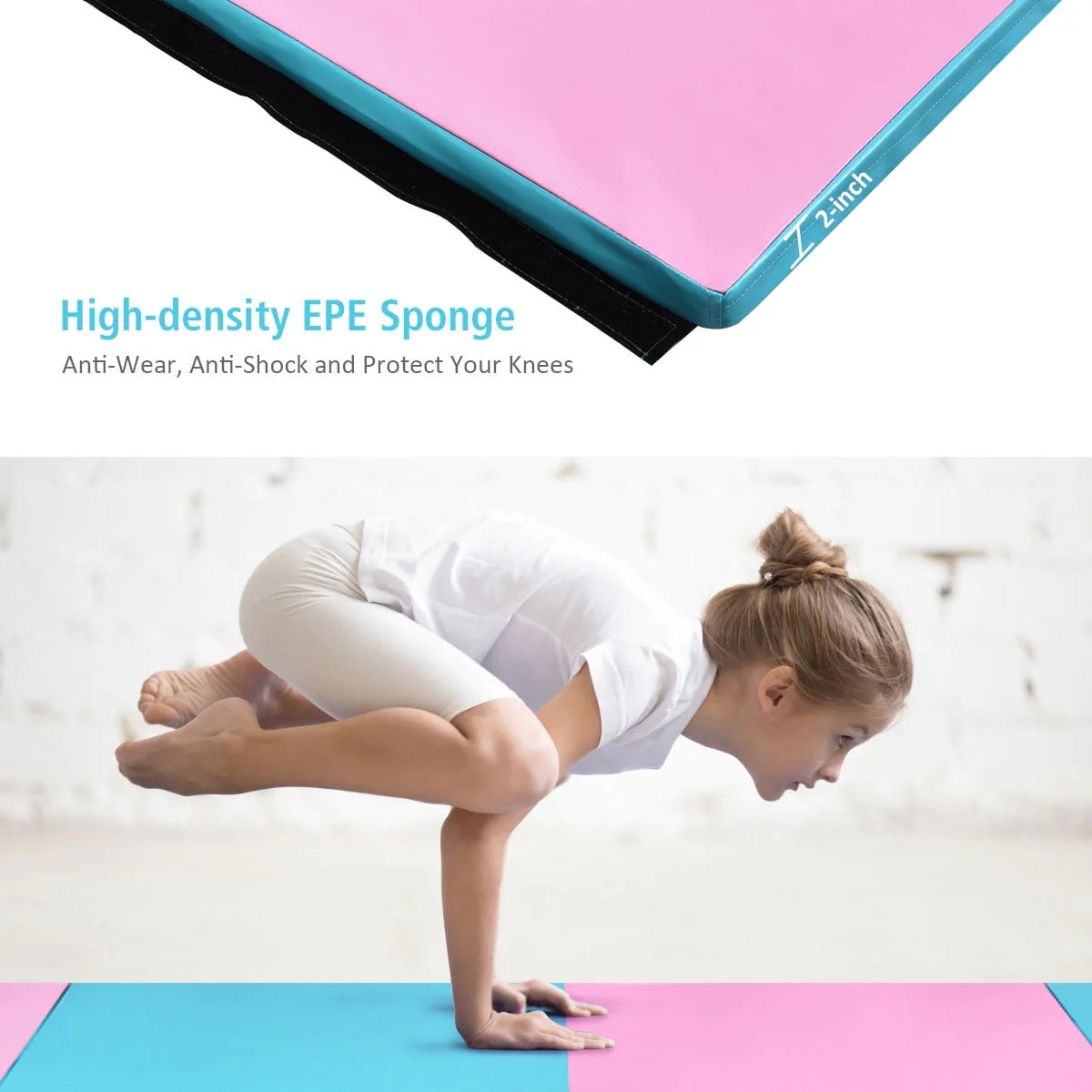 Costway 4' x 10' x 2'' Folding Gymnastics Tumbling Gym Mat Stretching Yoga