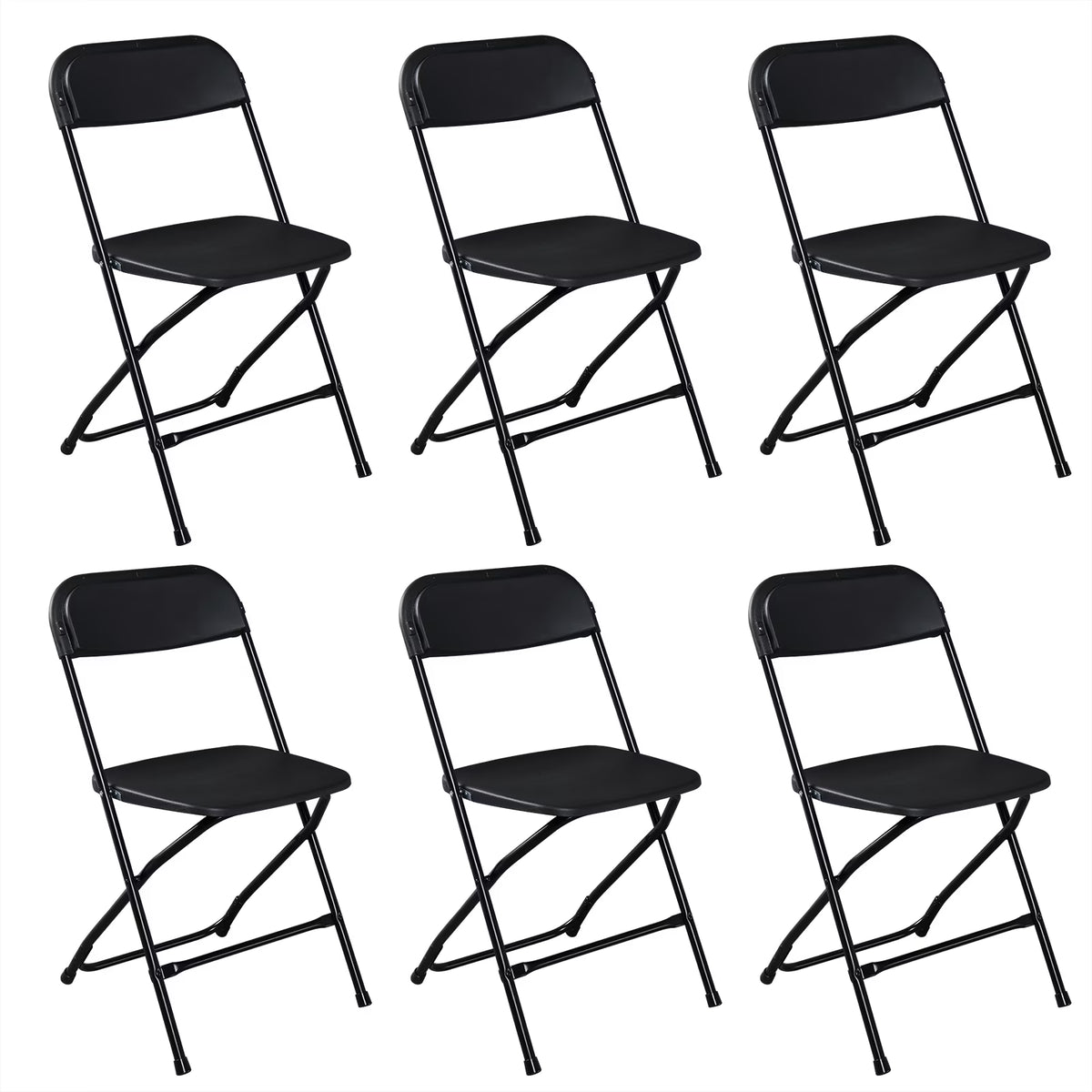 OverPatio 6 Packs Plastic Practical Folding Chairs, for Office, Comference, Kitchen, Study Room, Black