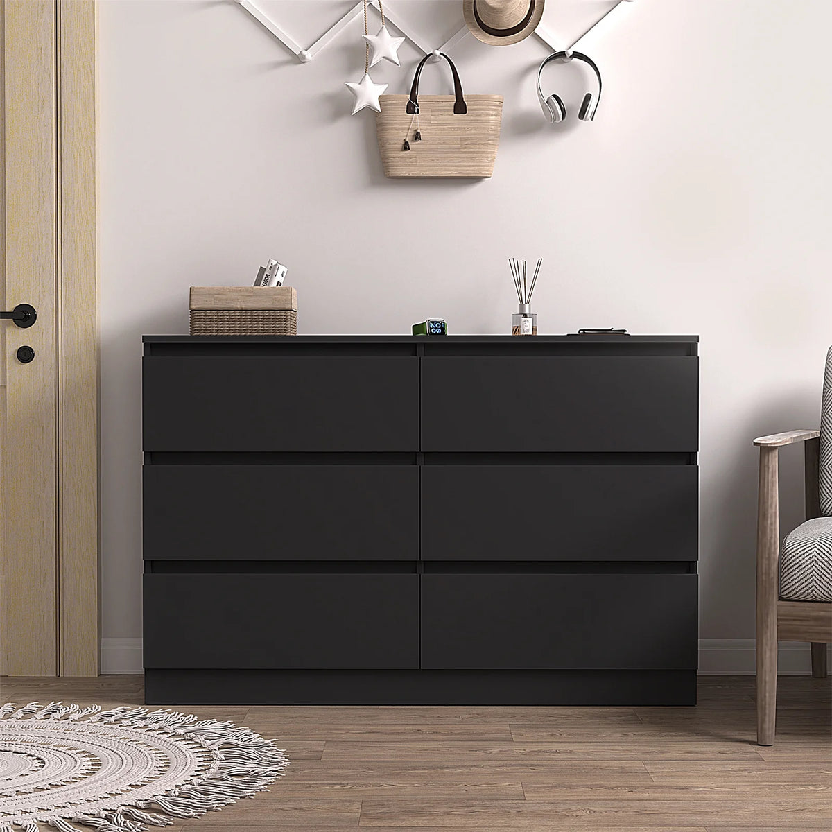 Hommpa White 6 Drawers Dresser for Bedroom, Chest of Drawers TV Stand Dresser for Closet, Wooden Modern Storage Cabinet for Women Living Room Furniture