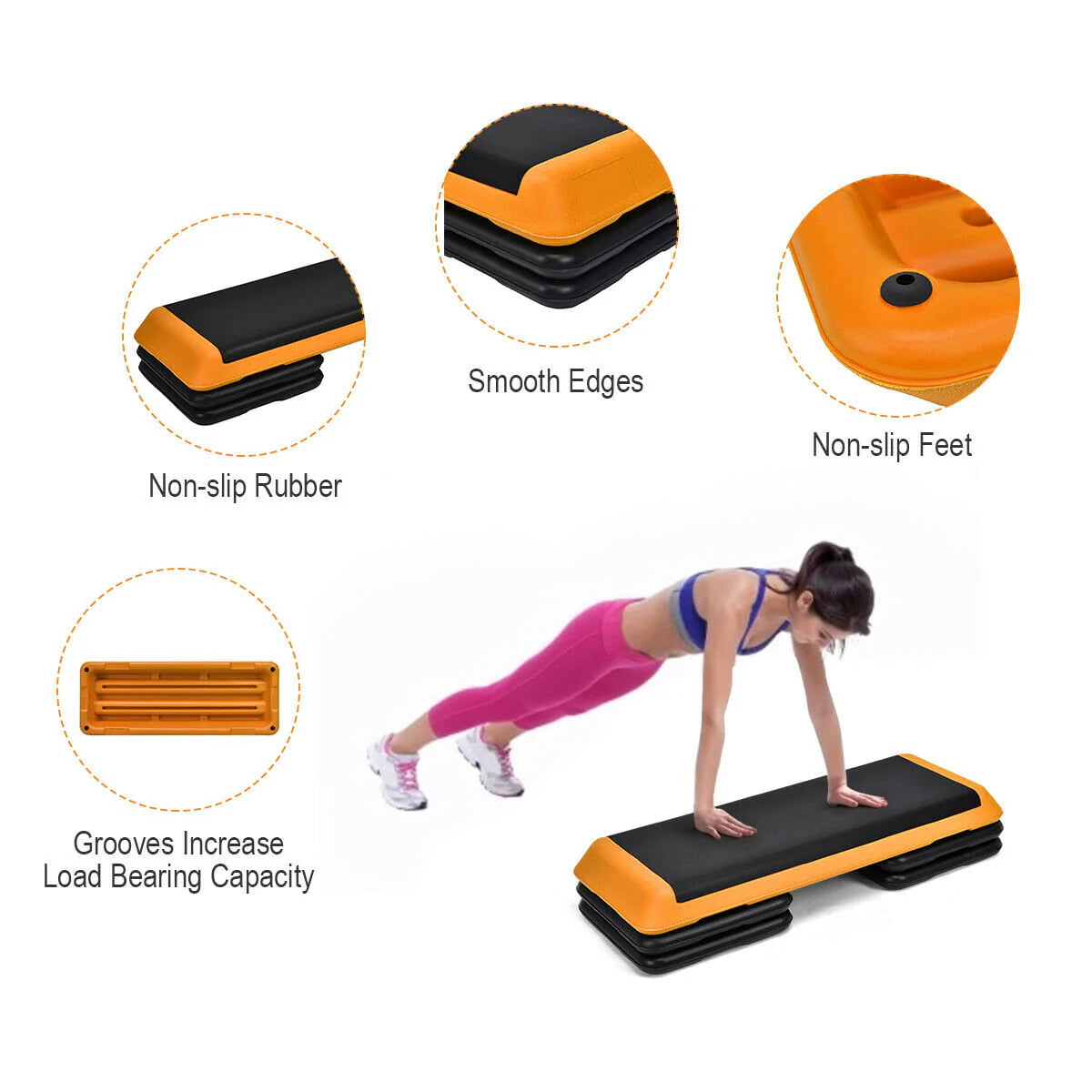 Costway Fitness Aerobic Step 43'' Cardio Adjust 4'' - 6'' - 8'' Exercise Stepper w/Risers