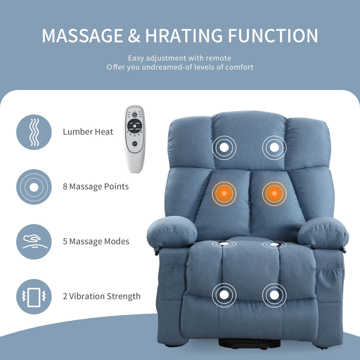 JONPONY Power Lift Recliner Chair Recliners for Elderly with Heat and Massage Recliner Chair for Living Room with Infinite Position and Side Pocket,USB Charge Port,Brown