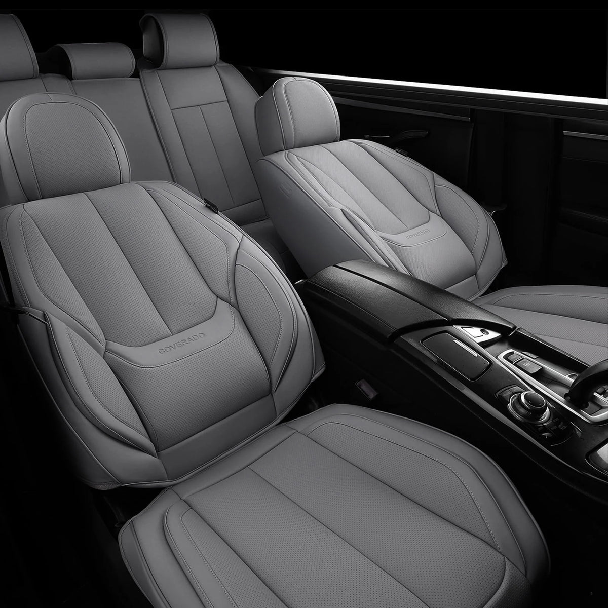 Coverado Black Front Car Seat Covers, Stylish Waterproof Premium Leather Automotive Seat Protectors, Airbag Compatible Auto Interior Accessories Universal Fit for Most Cars SUV Pick-up Trucks