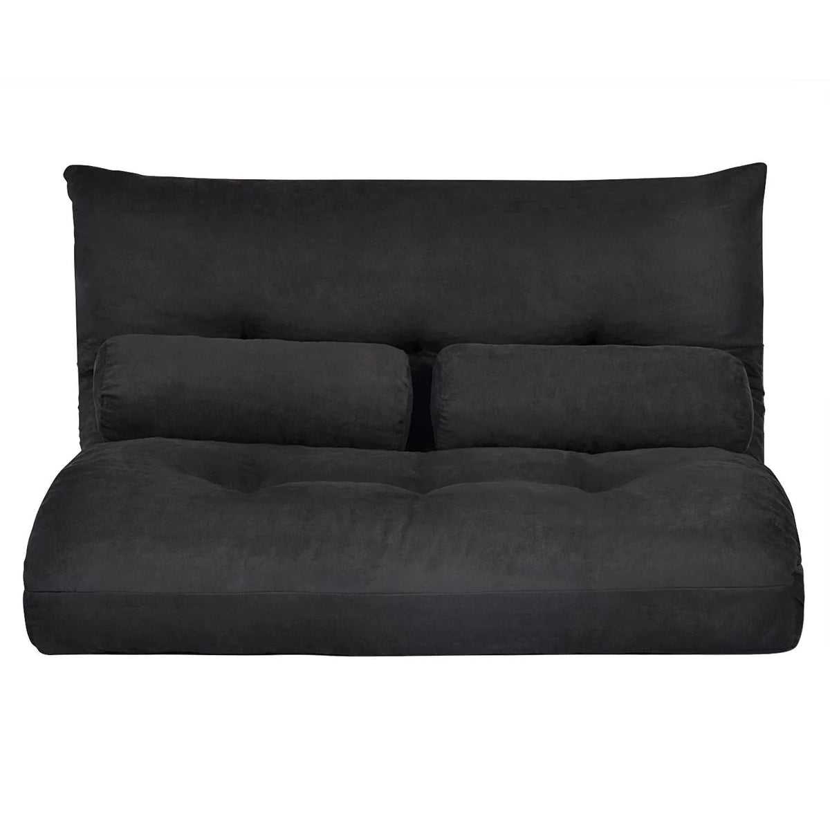 Folding Floor Sofa Bed with 5-Position Adjustable Recliner Lazy Sofa Video Gaming Sofa,Lounge Sofa with Two Pillows, Black