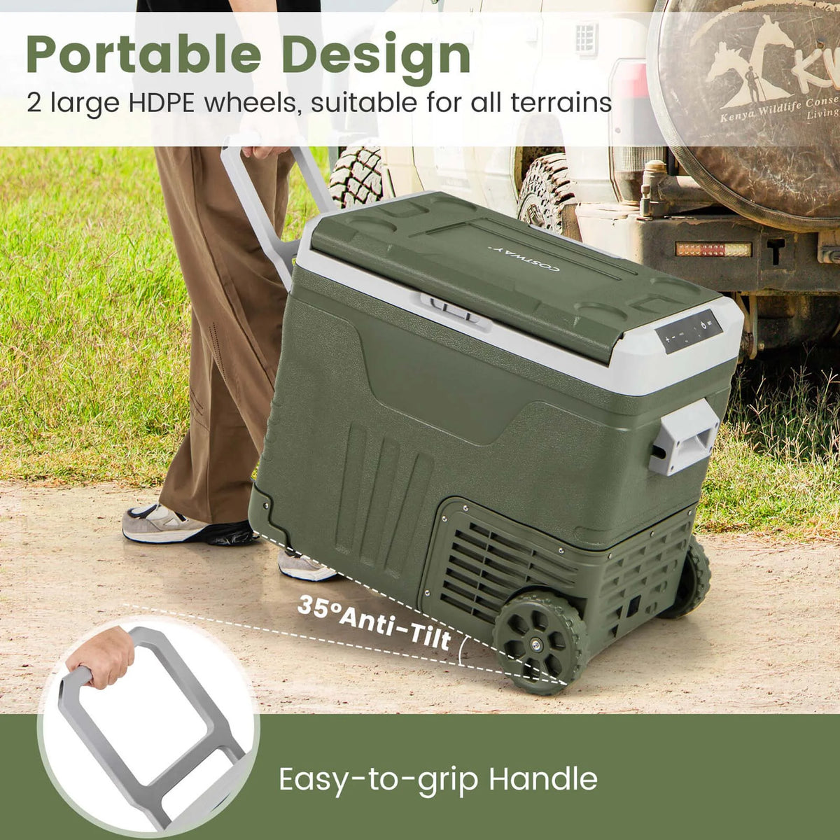 Costway 12 Volt Car Refrigerator 37 QT Portable Car Fridge with -4℉~68℉ Adjustable Range