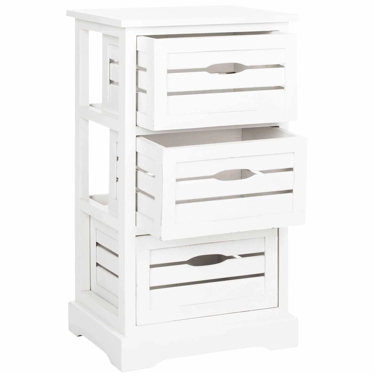 SAFAVIEH Samara Solid Rustic 3 Drawer Cabinet, Distressed Cream