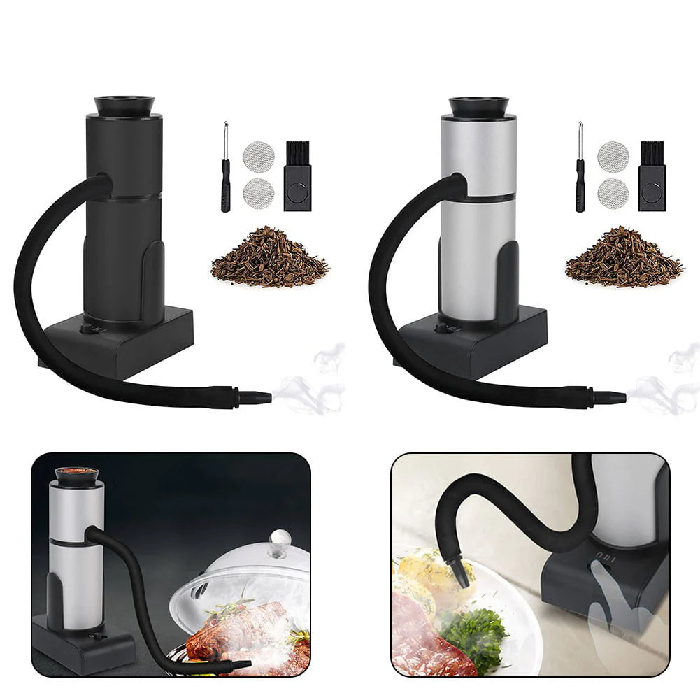 Mduoduo Handheld Portable Smoking Smoke Infuser, Smoking Gun, Smoke Infuser for BBQ Cocktail Drink Food Silver