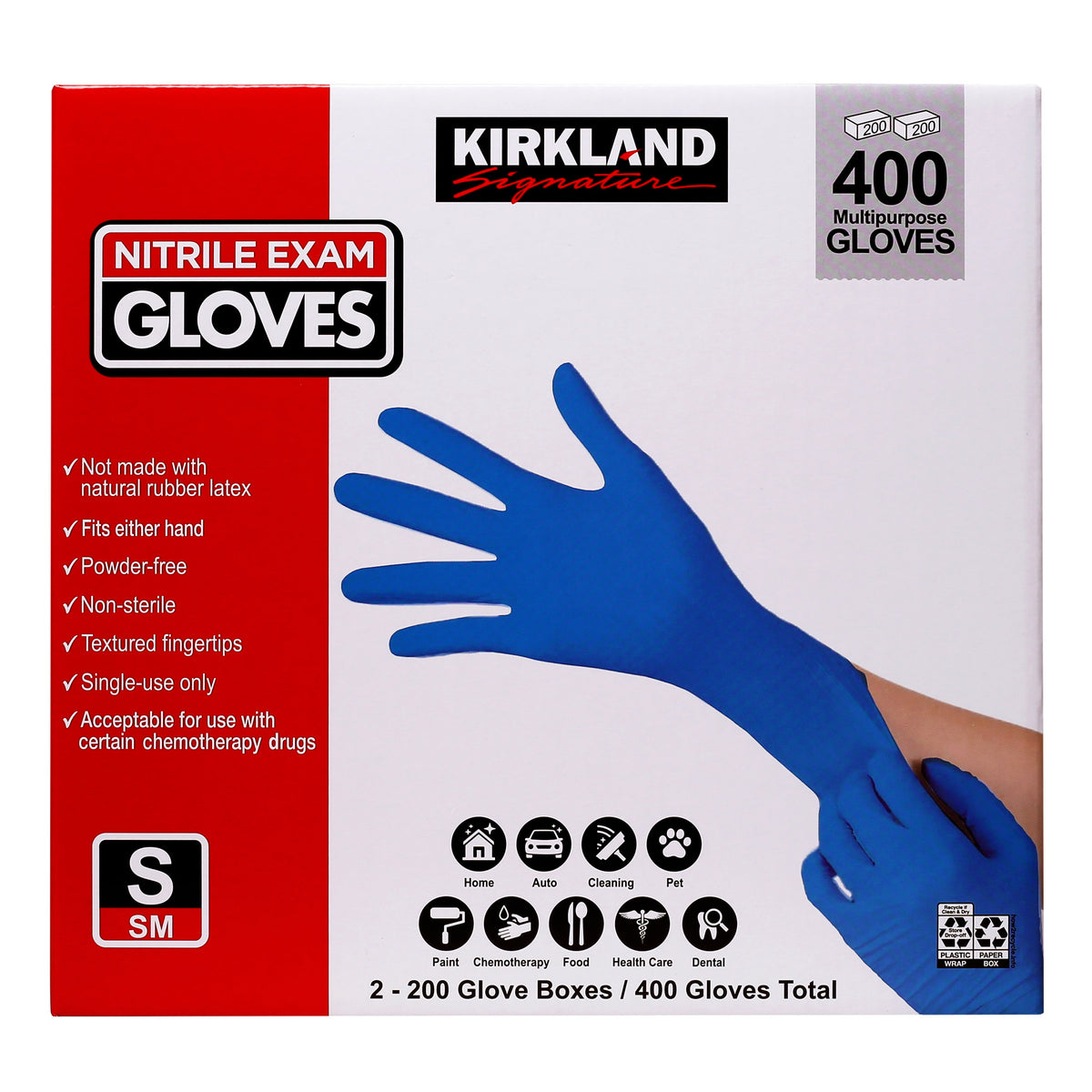 Kirkland Signature Nitrile Exam Gloves, 400-count, Size Small