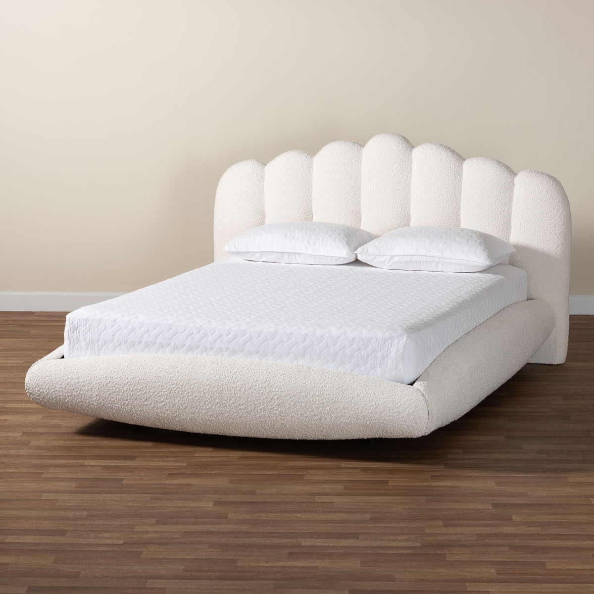 Baxton Studio Grenier Modern Floating Bed, King, Cream