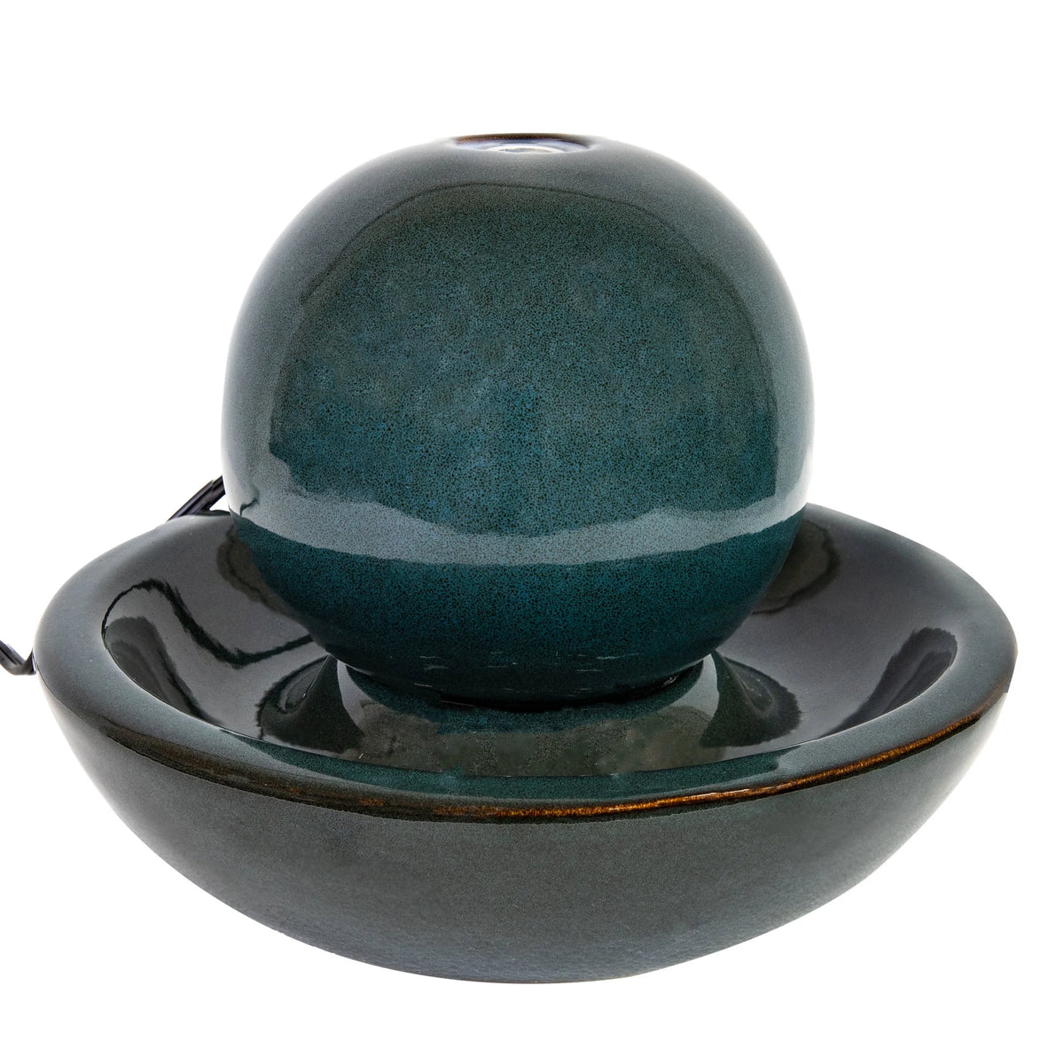 Sunnydaze Modern Teal Ceramic Tabletop Water Fountain with Orb