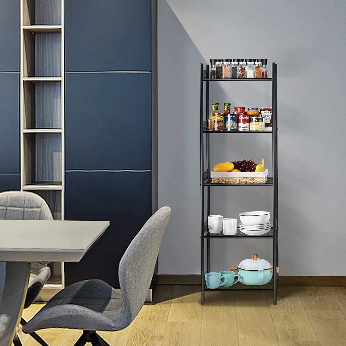 5 Tier Wire Shelving Unit Metal Storage Organizer Rack, Black