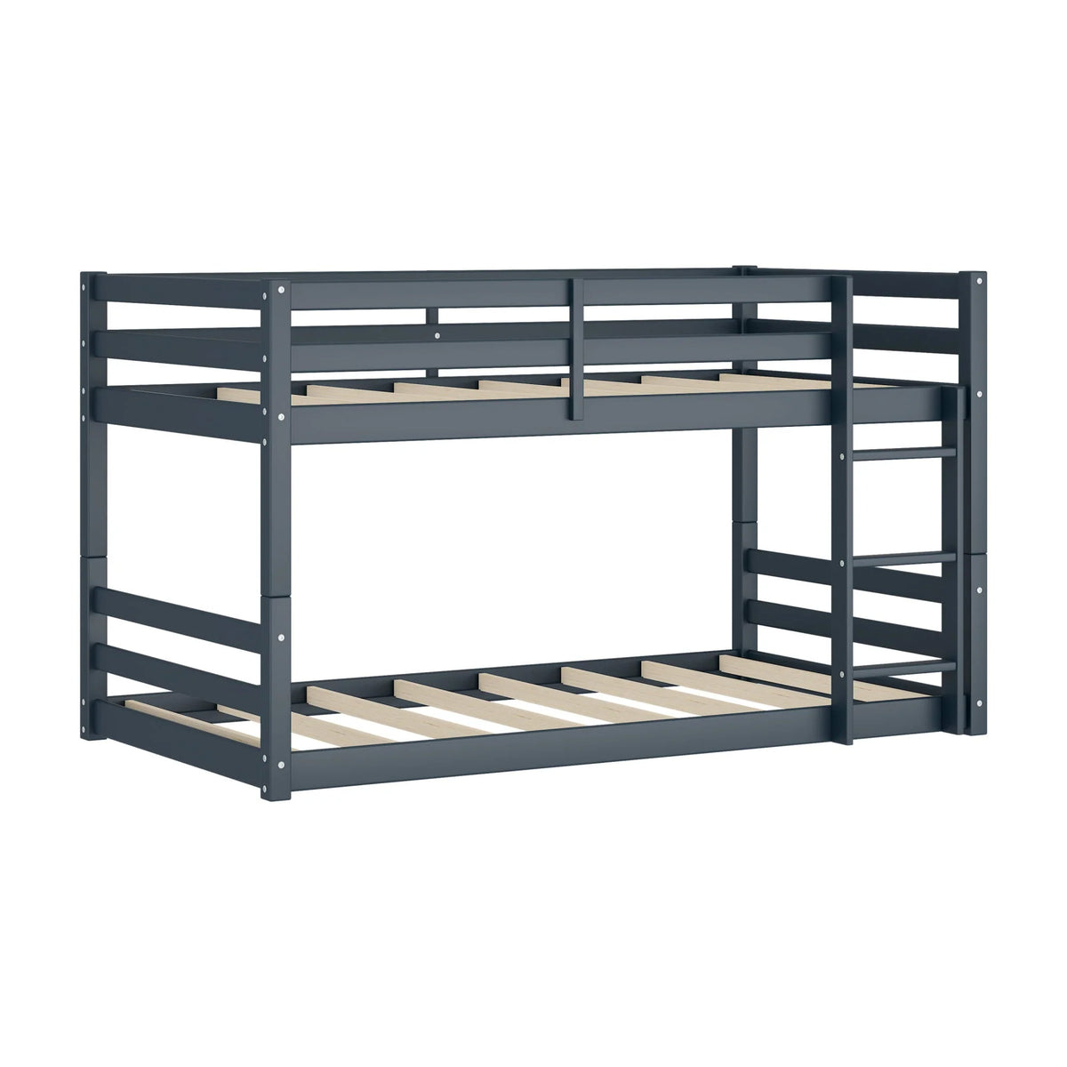 Campbell Wood Twin over Twin Floor Convertible Bunk Bed, Navy