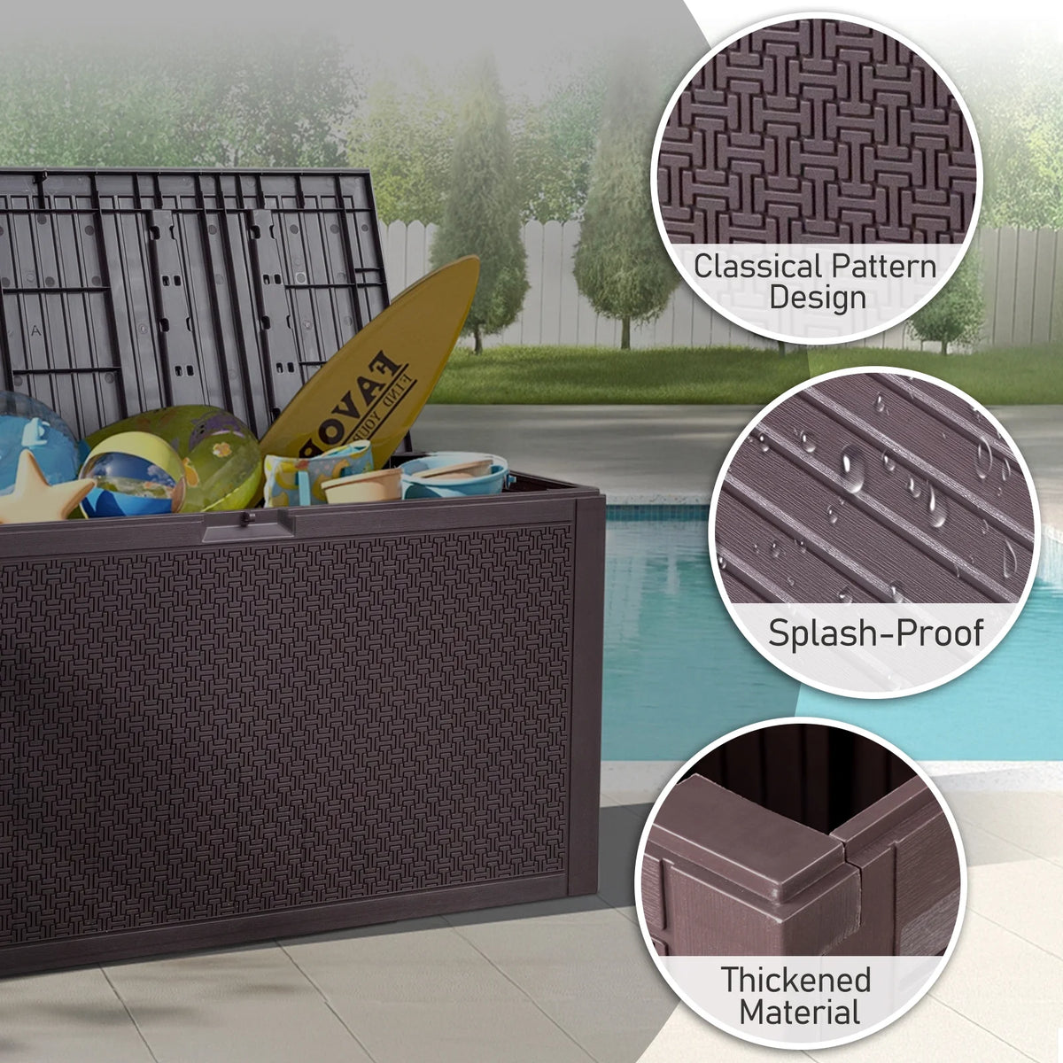 Ktaxon 90 gal Outdoor Garden Plastic Storage Deck Box Gray